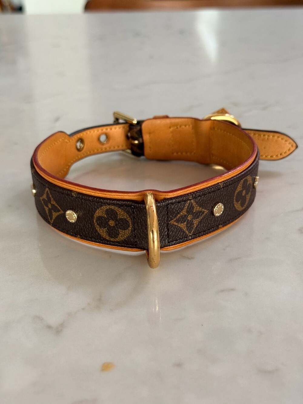 Authentic Louis Vuitton Baxter Monogram Dog Collar Large France LV Leather Pet - Picture 11 of 11
